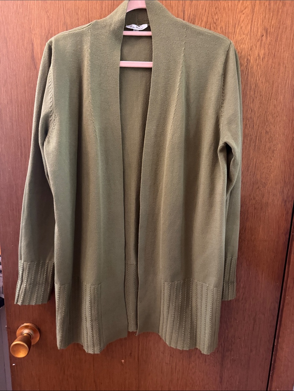 Milano Olive Open-Front Knit Cardigan